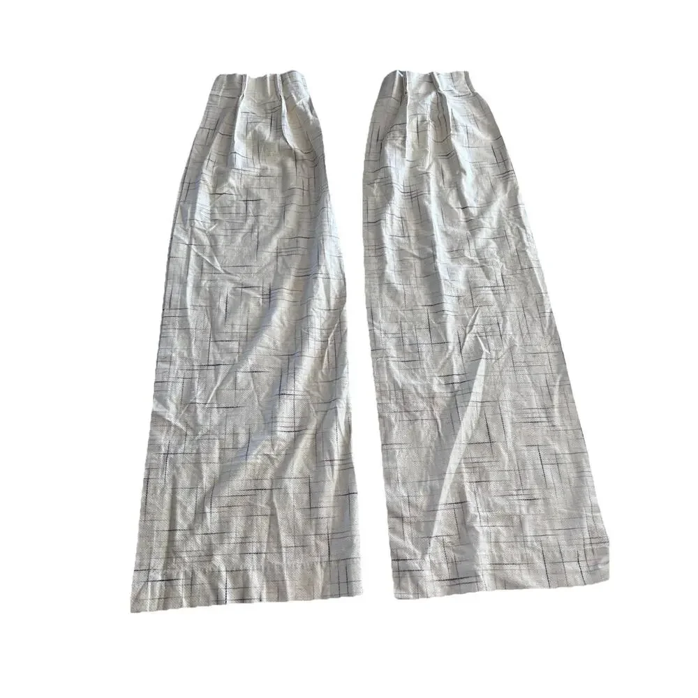 Sears Roebuck 80s Curtains Pair Yellow Woven Textured Retro Pinch Pleat 24x60